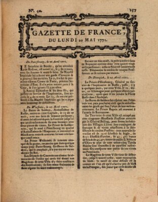 Gazette de France Montag 20. Mai 1771