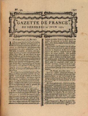 Gazette de France Freitag 21. Juni 1771