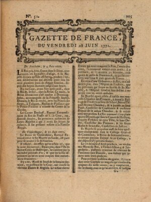 Gazette de France Freitag 28. Juni 1771