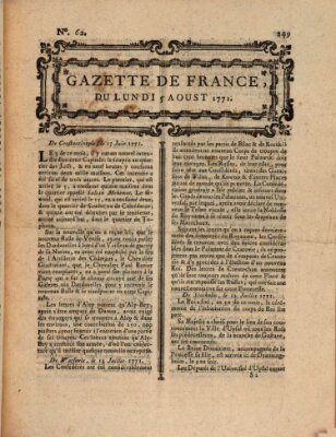 Gazette de France Montag 5. August 1771