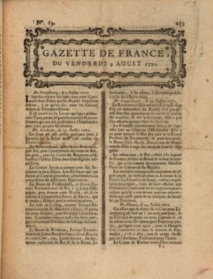 Gazette de France Freitag 9. August 1771