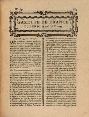 Gazette de France Montag 12. August 1771