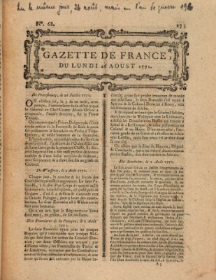 Gazette de France Montag 26. August 1771