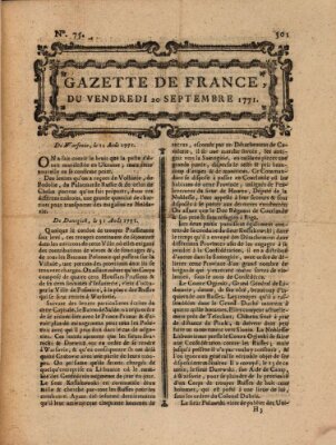 Gazette de France Freitag 20. September 1771