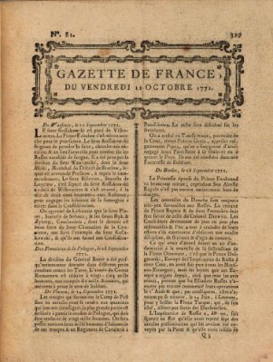 Gazette de France Freitag 11. Oktober 1771