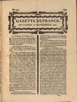 Gazette de France Montag 18. November 1771