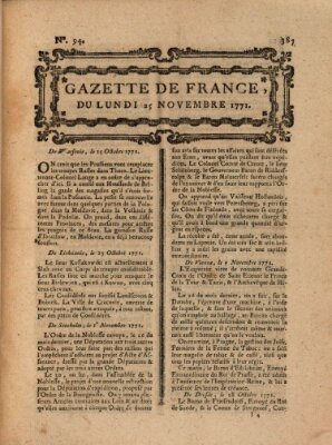 Gazette de France Montag 25. November 1771