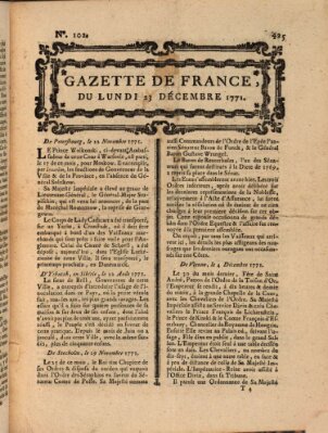 Gazette de France Montag 23. Dezember 1771