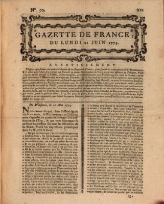 Gazette de France Montag 21. Juni 1773