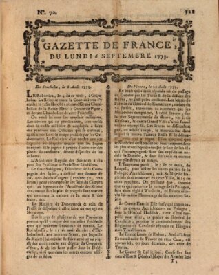 Gazette de France Montag 6. September 1773