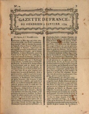 Gazette de France Freitag 7. Januar 1774