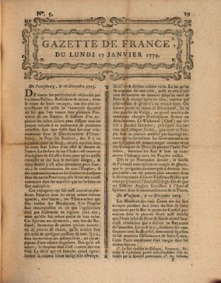 Gazette de France Montag 17. Januar 1774