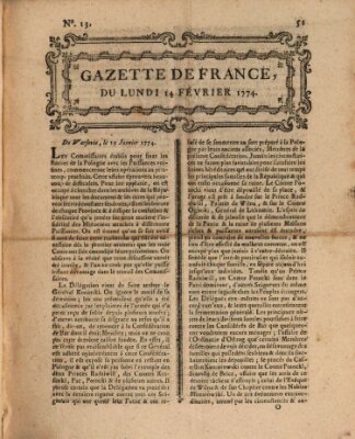 Gazette de France Montag 14. Februar 1774