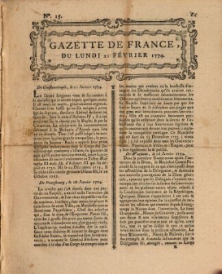 Gazette de France Montag 21. Februar 1774