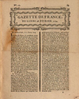 Gazette de France Montag 28. Februar 1774