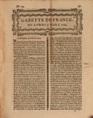 Gazette de France Montag 7. März 1774