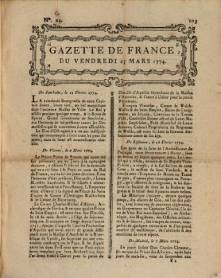 Gazette de France Freitag 25. März 1774