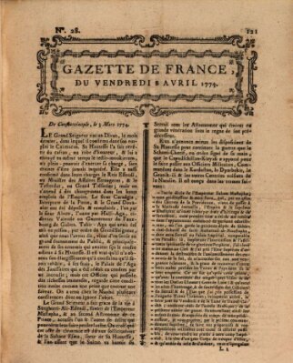 Gazette de France Freitag 8. April 1774