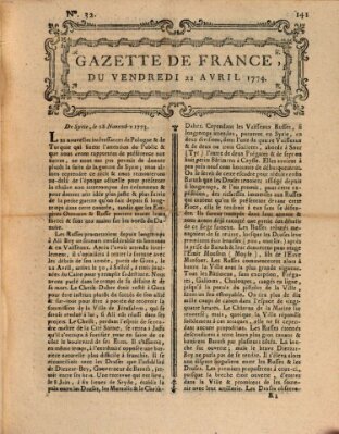 Gazette de France Freitag 22. April 1774