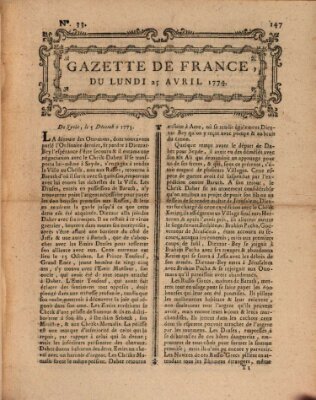 Gazette de France Montag 25. April 1774