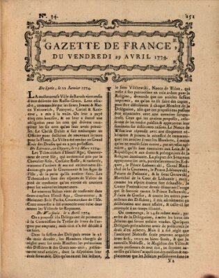 Gazette de France Freitag 29. April 1774