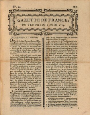 Gazette de France Freitag 3. Juni 1774