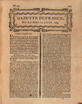 Gazette de France Montag 13. Juni 1774