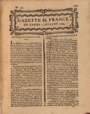 Gazette de France Montag 11. Juli 1774