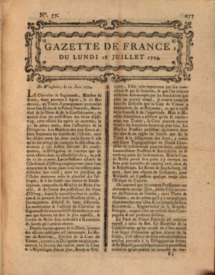 Gazette de France Montag 18. Juli 1774