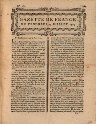 Gazette de France Freitag 29. Juli 1774