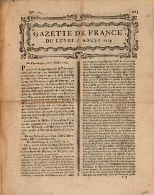 Gazette de France Montag 1. August 1774