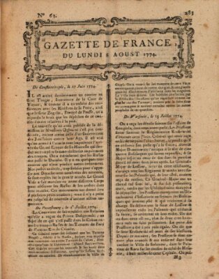 Gazette de France Montag 8. August 1774