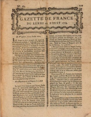 Gazette de France Montag 22. August 1774