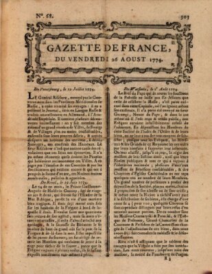 Gazette de France Freitag 26. August 1774