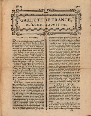 Gazette de France Montag 29. August 1774