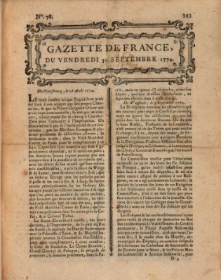 Gazette de France Freitag 30. September 1774