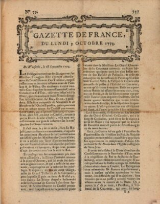 Gazette de France Montag 3. Oktober 1774