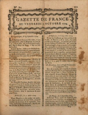 Gazette de France Freitag 7. Oktober 1774