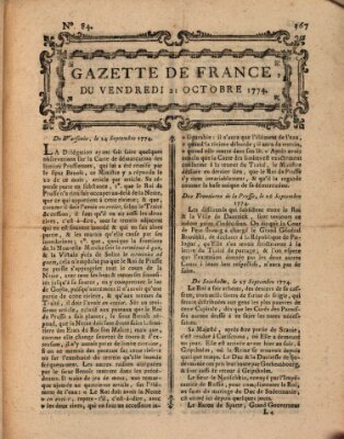 Gazette de France Freitag 21. Oktober 1774