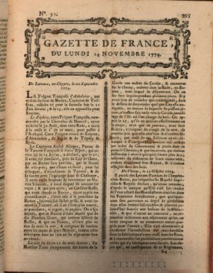 Gazette de France Montag 14. November 1774