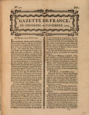 Gazette de France Freitag 18. November 1774