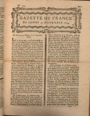 Gazette de France Montag 21. November 1774