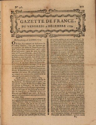 Gazette de France Freitag 2. Dezember 1774