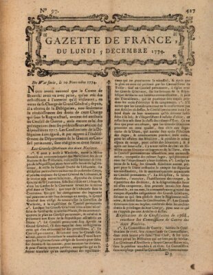 Gazette de France Montag 5. Dezember 1774