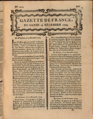 Gazette de France Montag 19. Dezember 1774