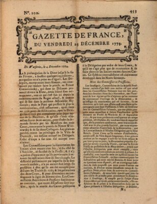 Gazette de France Freitag 23. Dezember 1774