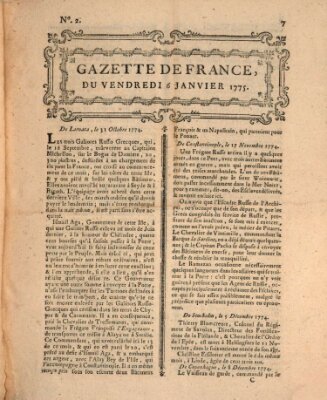 Gazette de France Freitag 6. Januar 1775