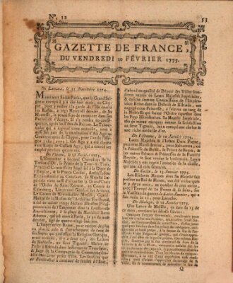 Gazette de France Freitag 10. Februar 1775