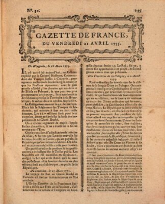 Gazette de France Freitag 21. April 1775