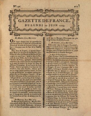 Gazette de France Montag 12. Juni 1775